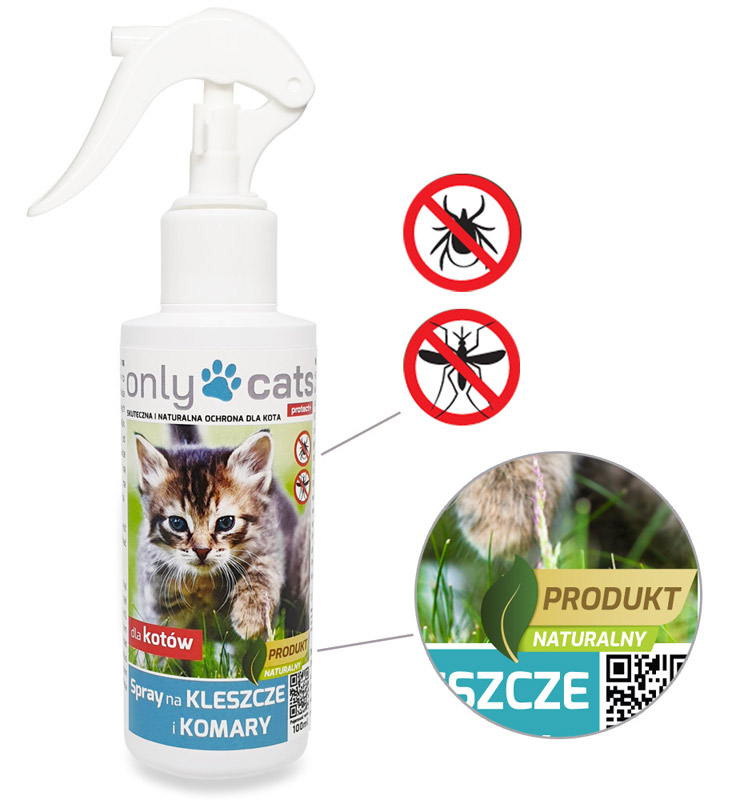 Spray, środek na kleszcze komary dla kota ONLY CATS 100ml